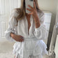 White Tulum Frill Shorts Set